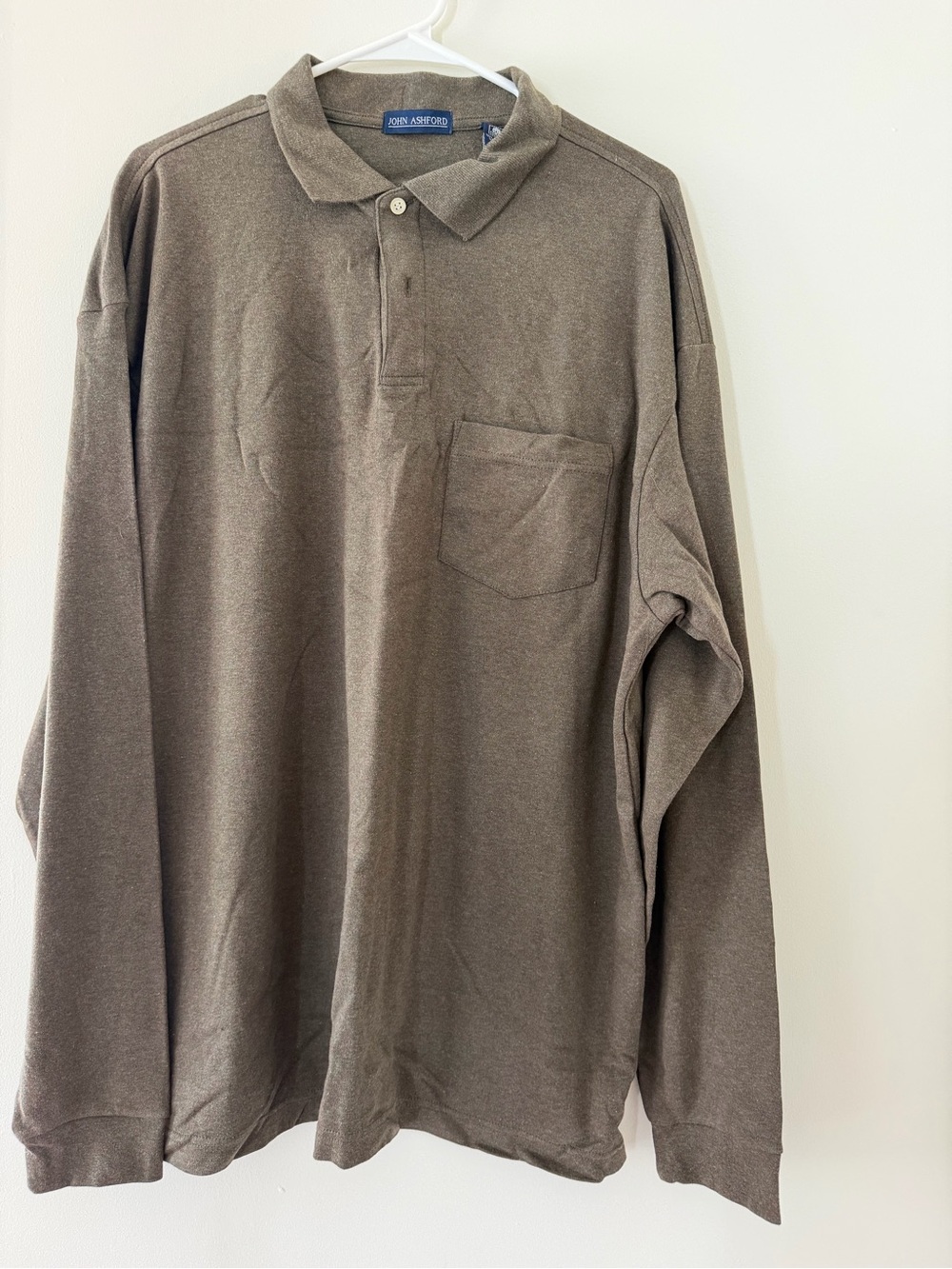 John Ashford Men's Long Sleeve Polo Shirt - Taupe Brown
